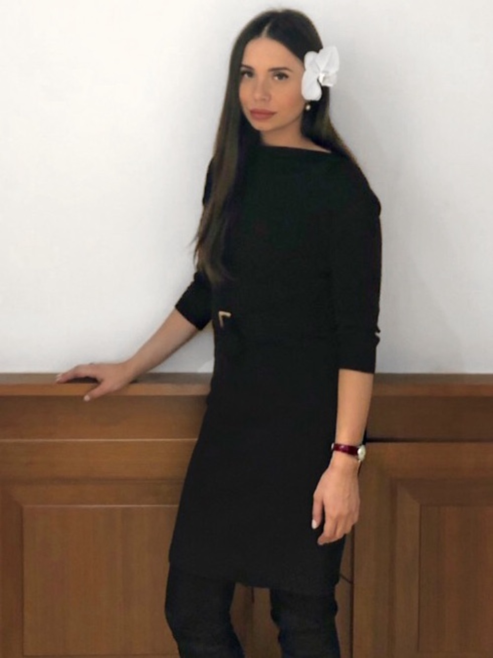 Vintage CHANEL Black Belted Midi Knit Dress with Champagne Buckle - Picture 6 of 6